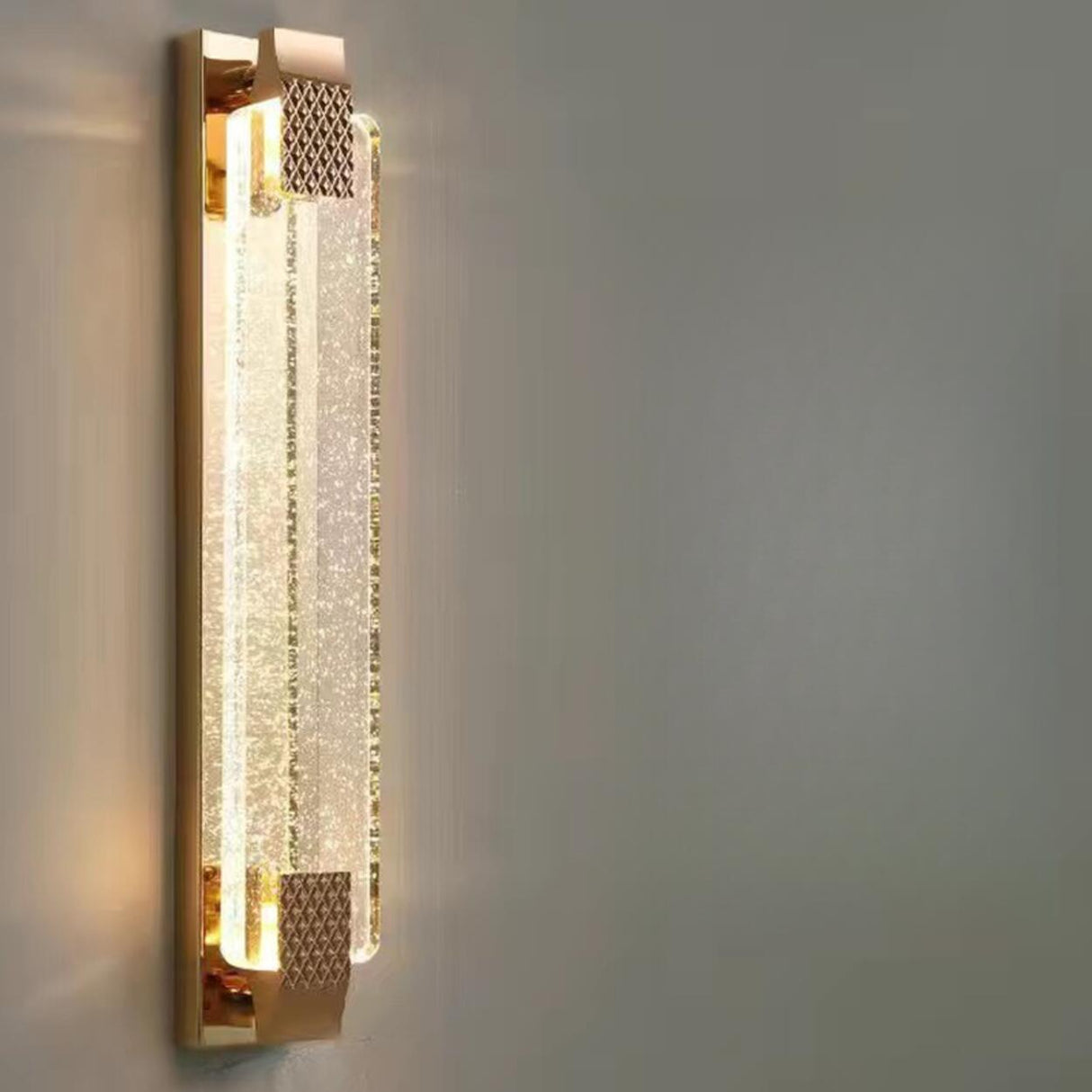 Luxury Geometric Crystal Panel Gold Wall Sconce Image - 5