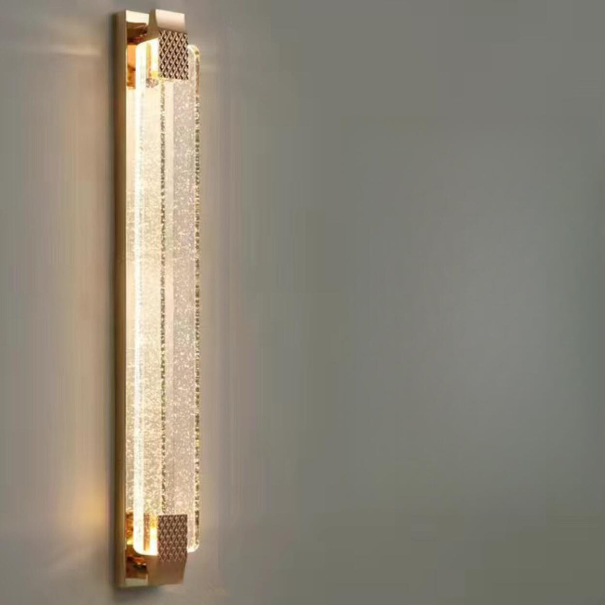 Luxury Geometric Crystal Panel Gold Wall Sconce Image - 7