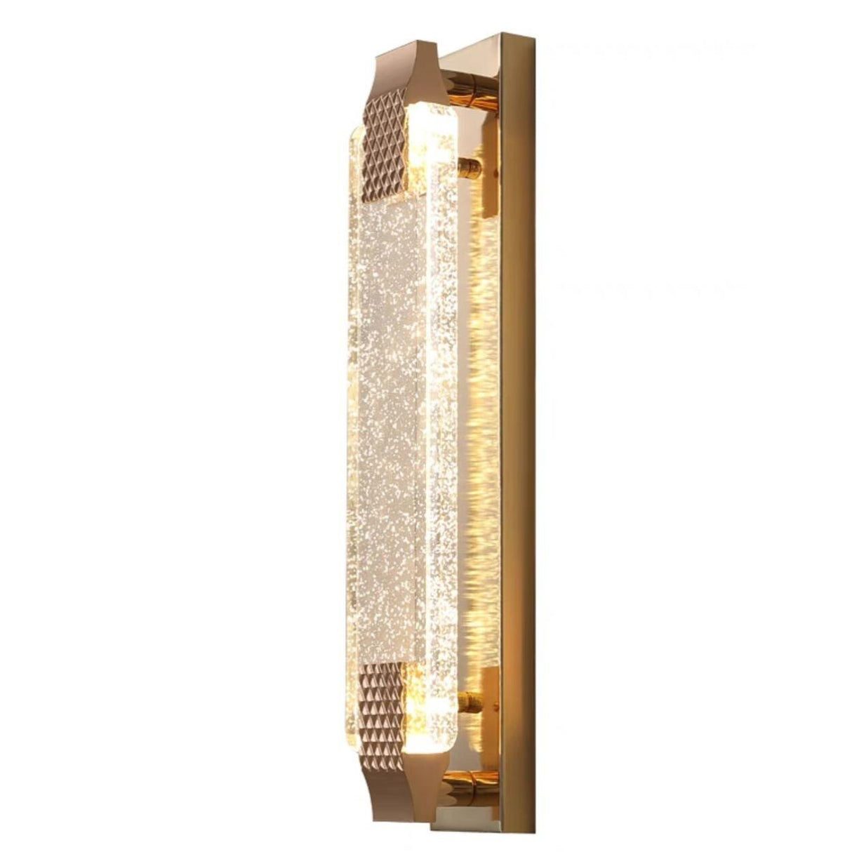 Luxury Geometric Crystal Panel Gold Wall Sconce Image - 9