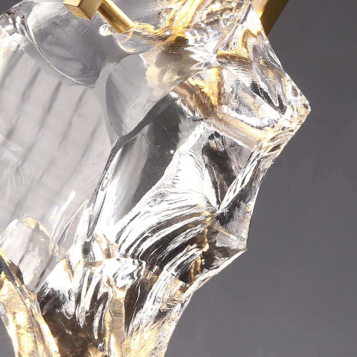 Luxury Geometric Gold Rock Crystal Wall Sconce Image - 13