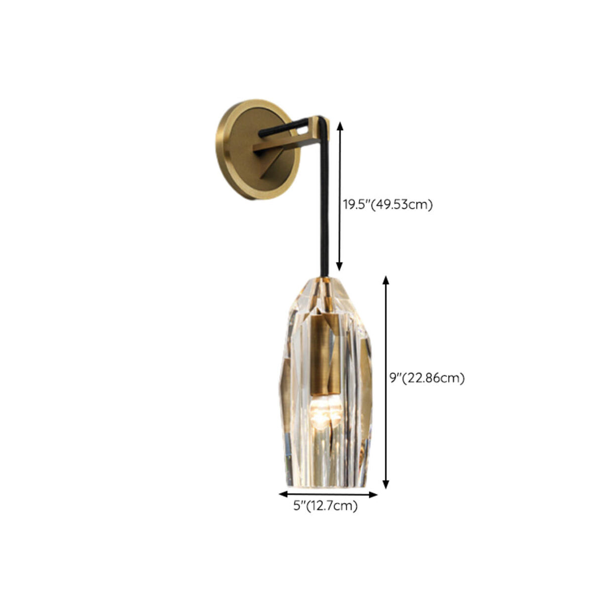 Luxury Geometric Gold Rock Crystal Wall Sconce Image - 20