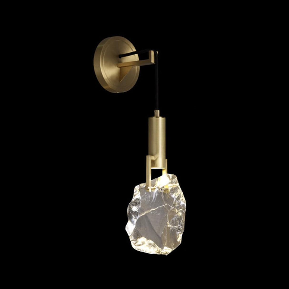 Luxury Geometric Gold Rock Crystal Wall Sconce Image - 9