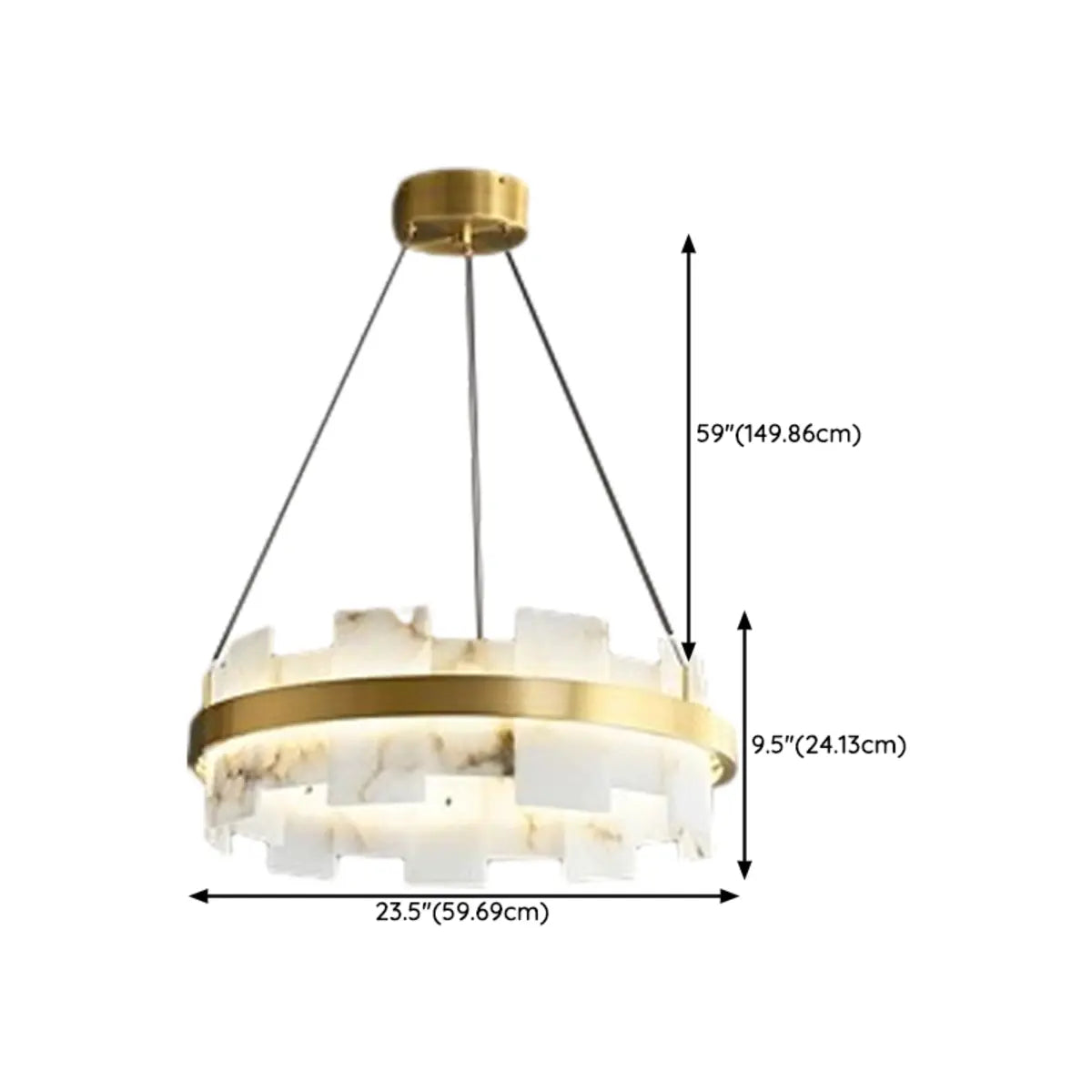 Luxury Gold Circular Alabaster Chandelier for Dining Room Image - 13