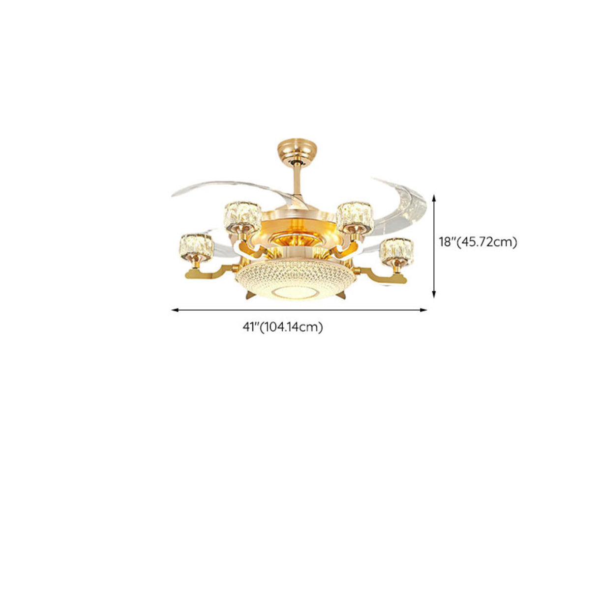 Luxury Gold Crystal 4 Blade Chandelier Fan with Light