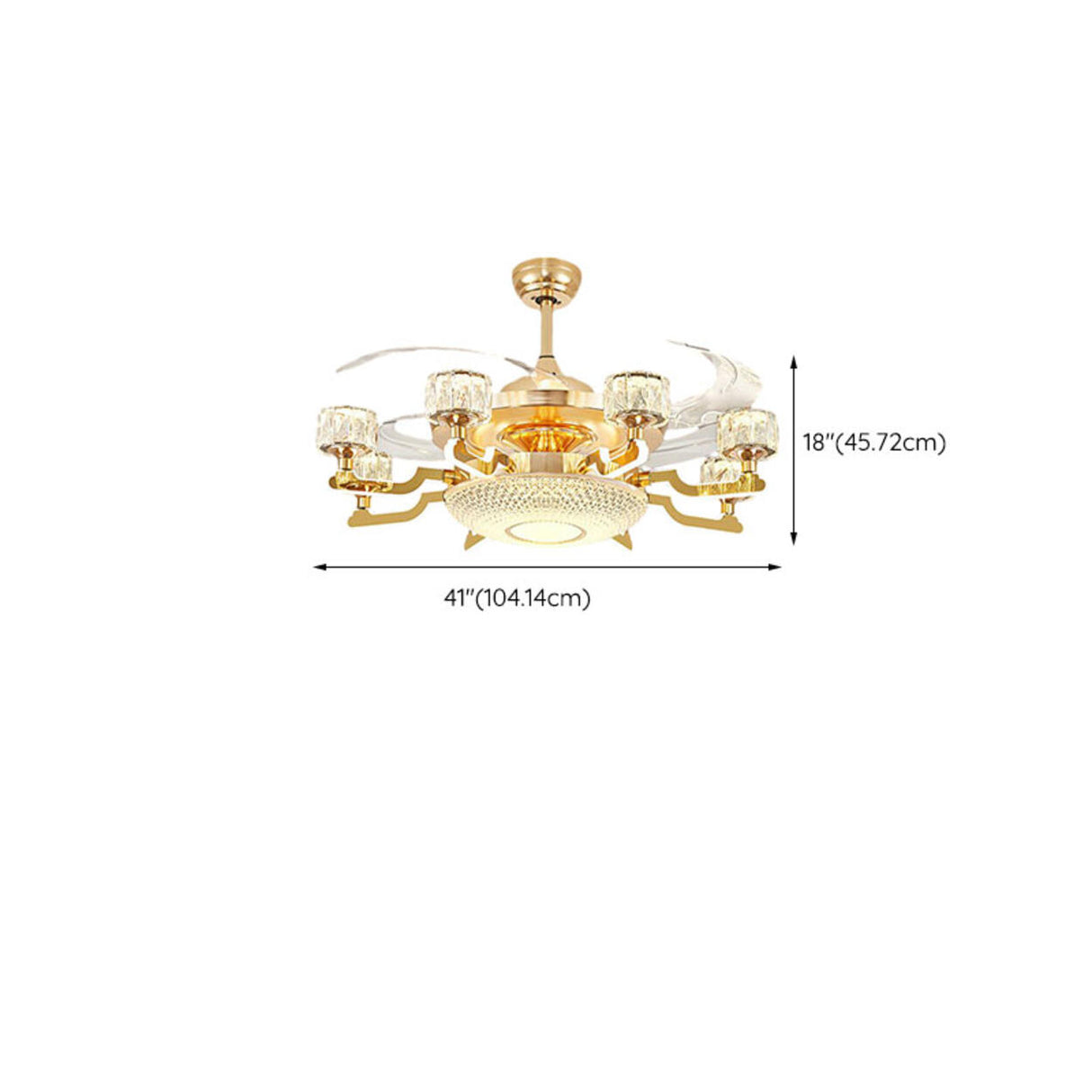 Luxury Gold Crystal 4 Blade Chandelier Fan with Light Image - 14