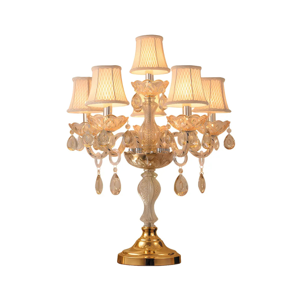 Luxury Gold Crystal Candelabra Multi-Light Table Lamp Image - 10