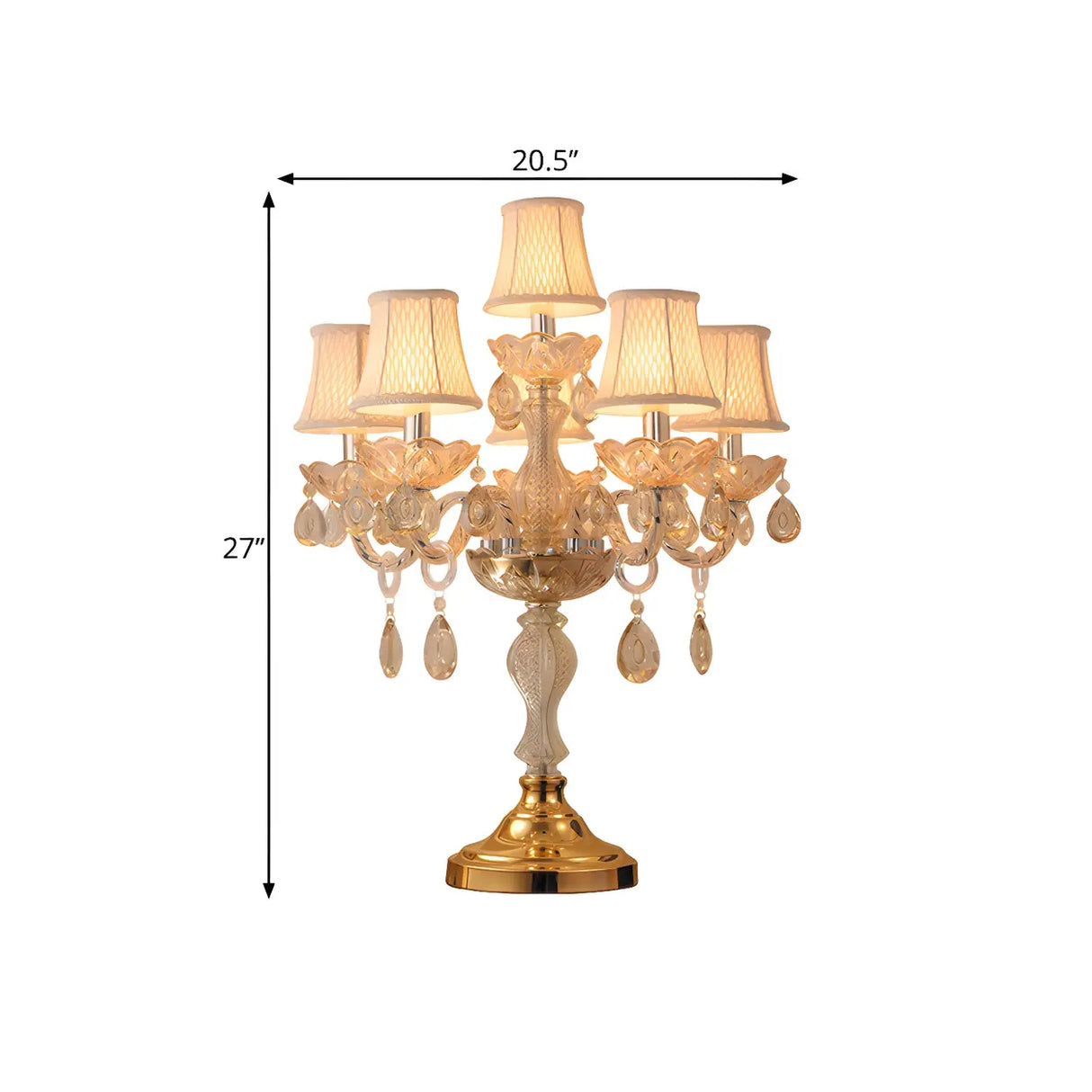 Luxury Gold Crystal Candelabra Multi-Light Table Lamp Image - 12