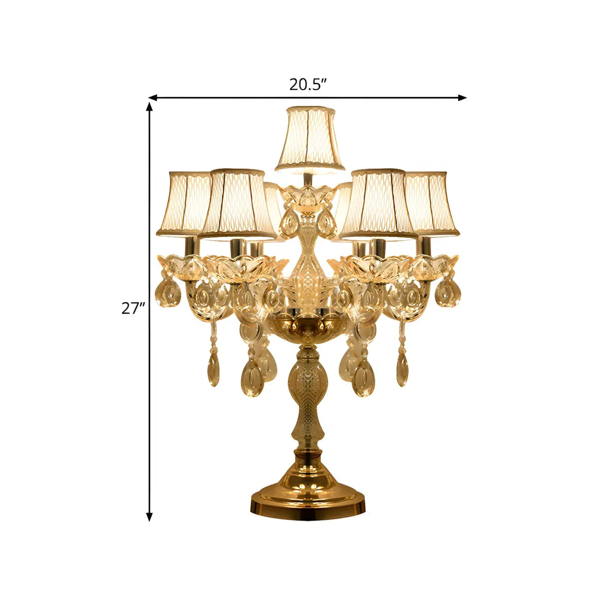Luxury Gold Crystal Candelabra Multi-Light Table Lamp Image - 13