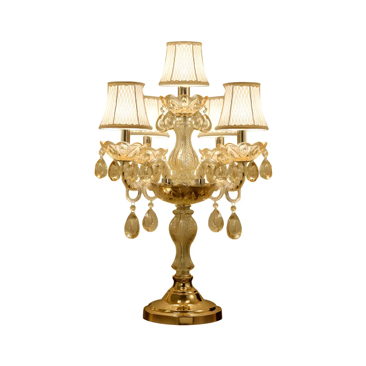 Luxury Gold Crystal Candelabra Multi-Light Table Lamp Image - 9