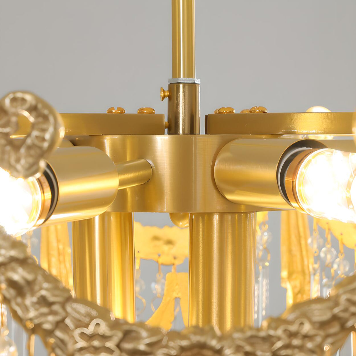 Luxury Gold Crystal Fringe Transparent Glass Chandelier Image - 10