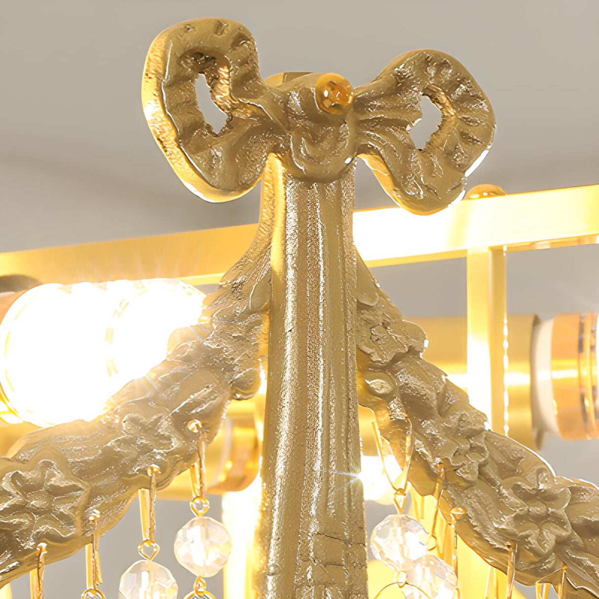 Luxury Gold Crystal Fringe Transparent Glass Chandelier Image - 9