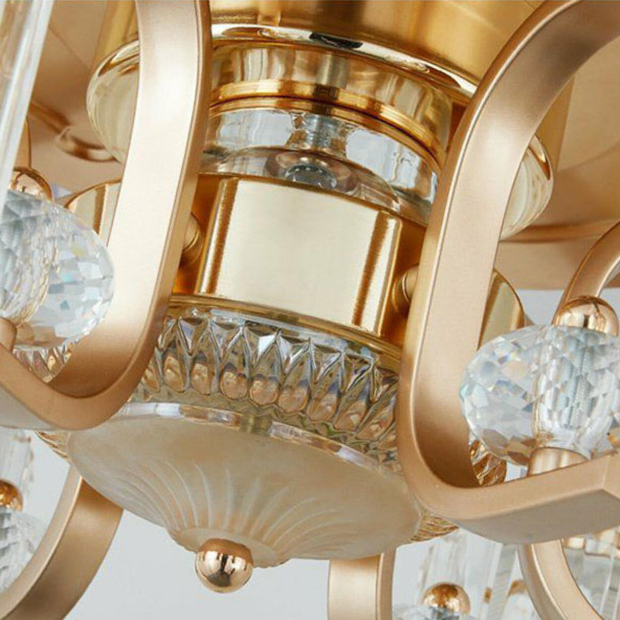 Luxury Gold Crystal Windmill Chandelier Fan with Light Image - 11