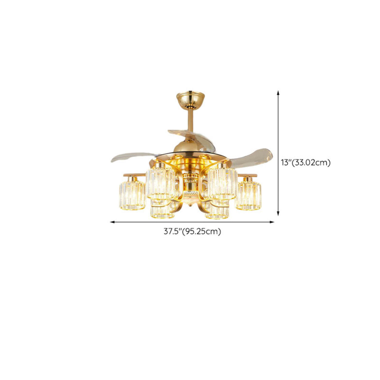 Luxury Gold Crystal Windmill Chandelier Fan with Light Image - 15