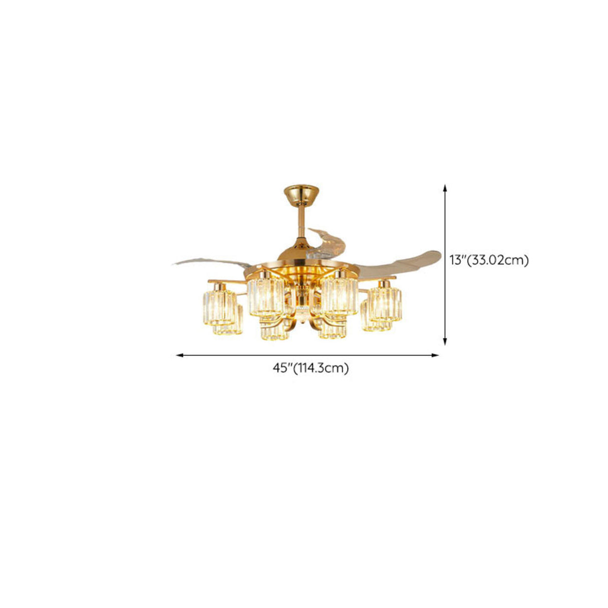 Luxury Gold Crystal Windmill Chandelier Fan with Light Image - 16