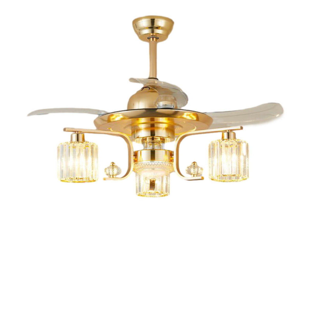 Luxury Gold Crystal Windmill Chandelier Fan with Light Image - 9