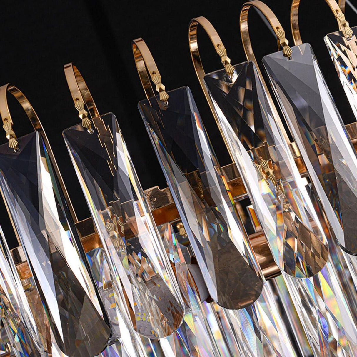 Luxury Gold Drum Circula Crystal Teardrop Chandelier Image - 10