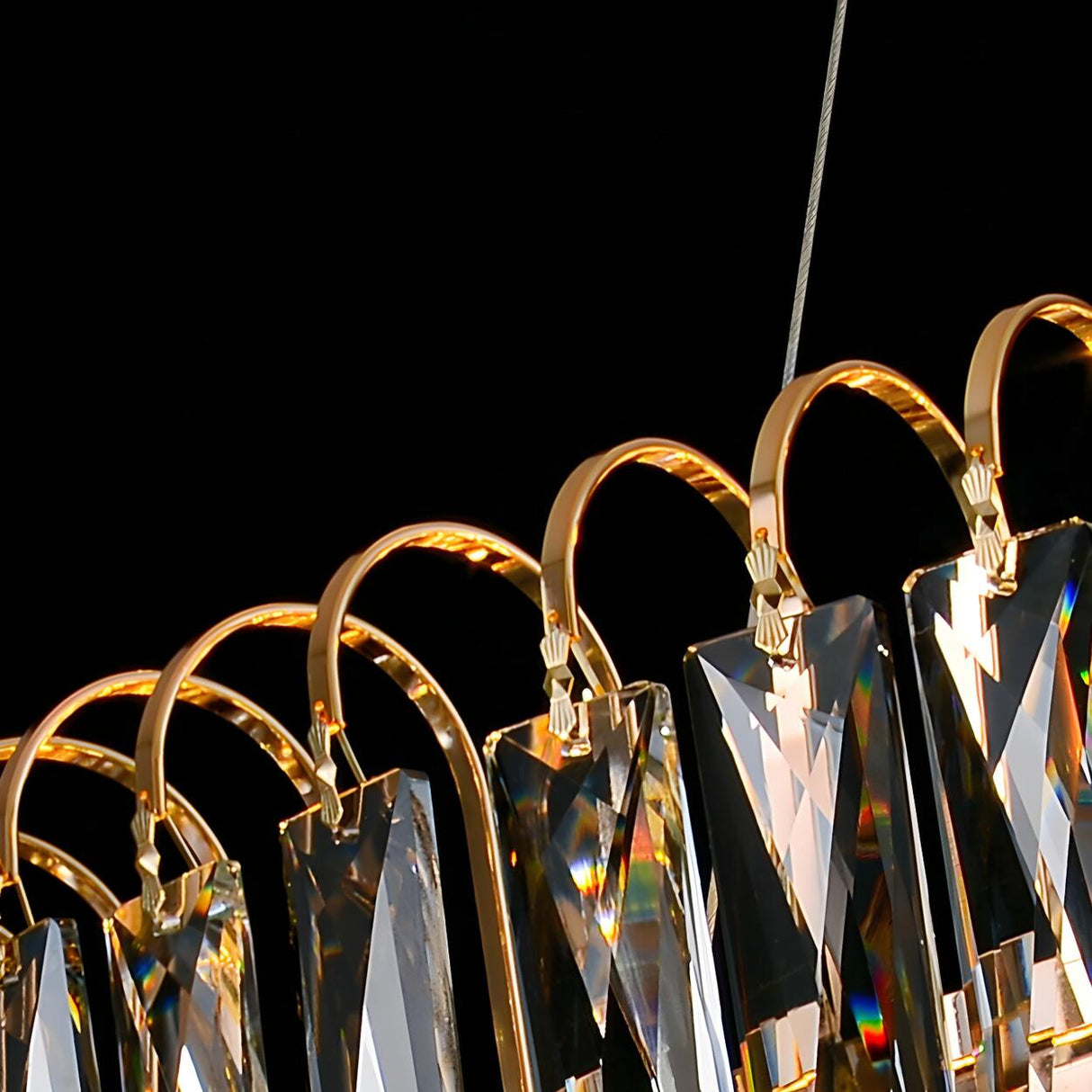 Luxury Gold Drum Circula Crystal Teardrop Chandelier Image - 9