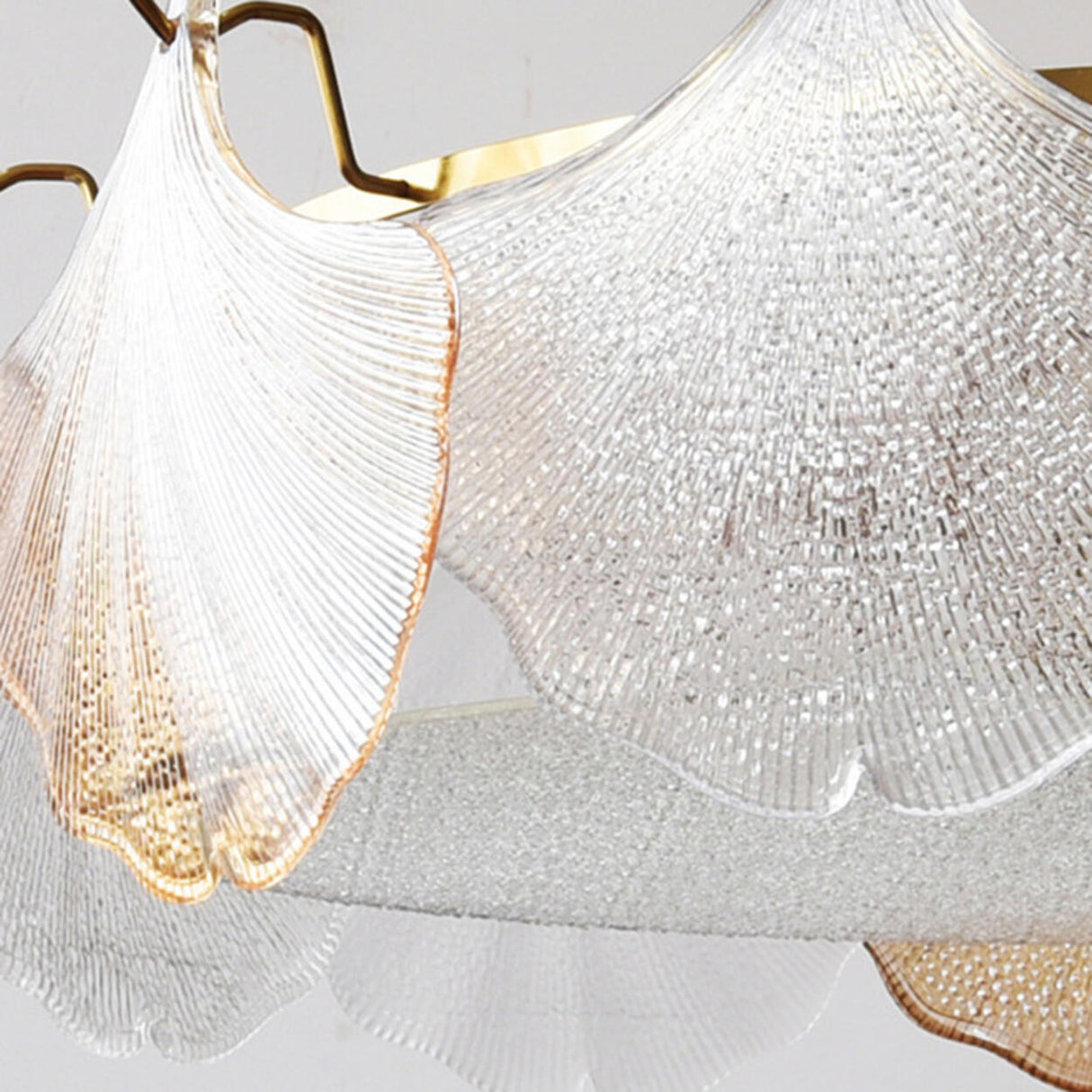 Luxury Gold Leaf Semi-Flush Mount Lamp Living Room Image - 10