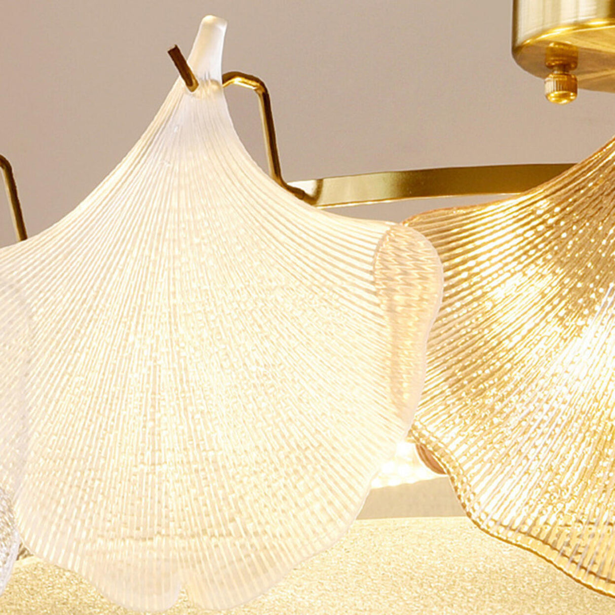 Luxury Gold Leaf Semi-Flush Mount Lamp Living Room Image - 11