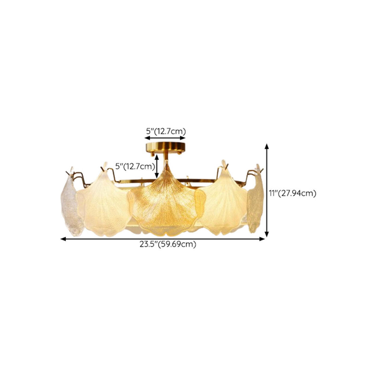 Luxury Gold Leaf Semi-Flush Mount Lamp Living Room Image - 15