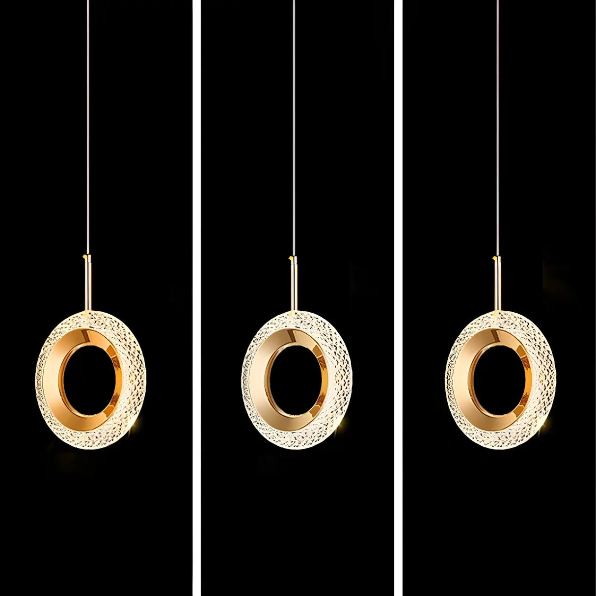 Luxury Gold Ring Acrylic Bedroom Pendant Light Set Image - 15