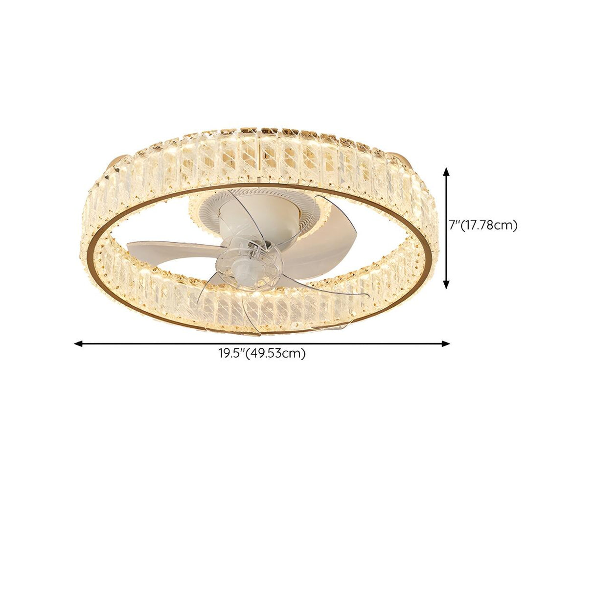 Luxury Gold Round Crystal Ceiling Fan with LED Light