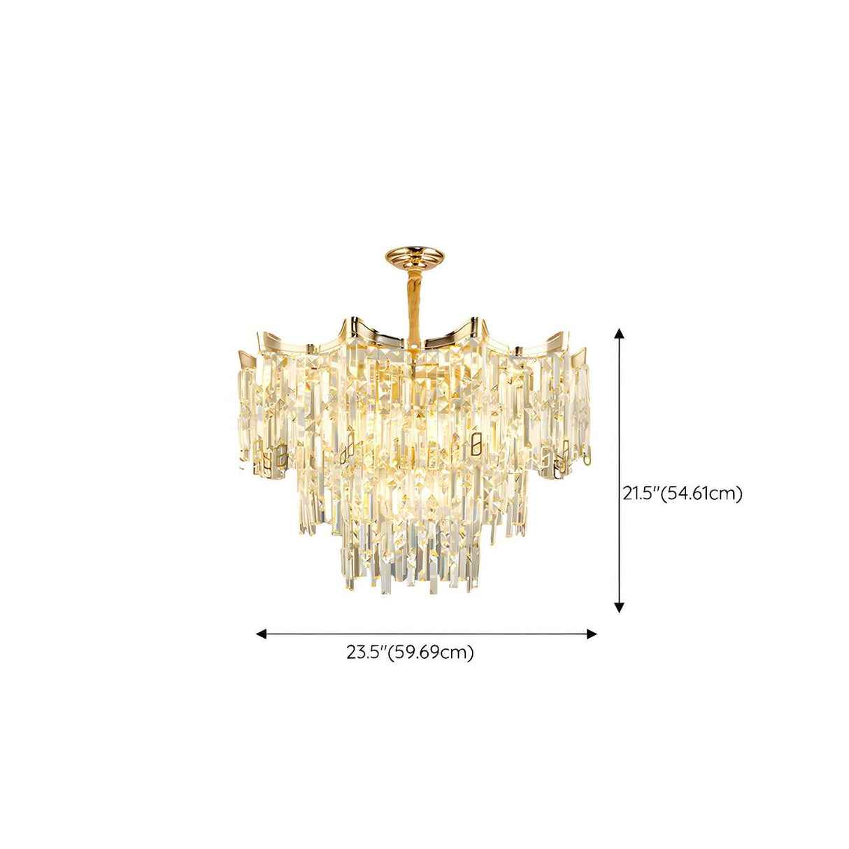 Luxury Gold Tiered Waterfall Crystal Chandelier Image - 14