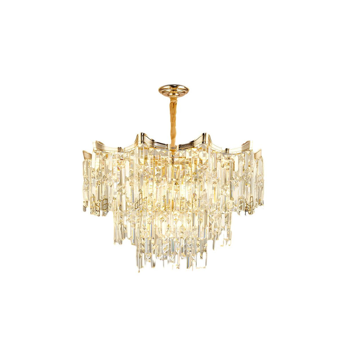 Luxury Gold Tiered Waterfall Crystal Chandelier Image - 7