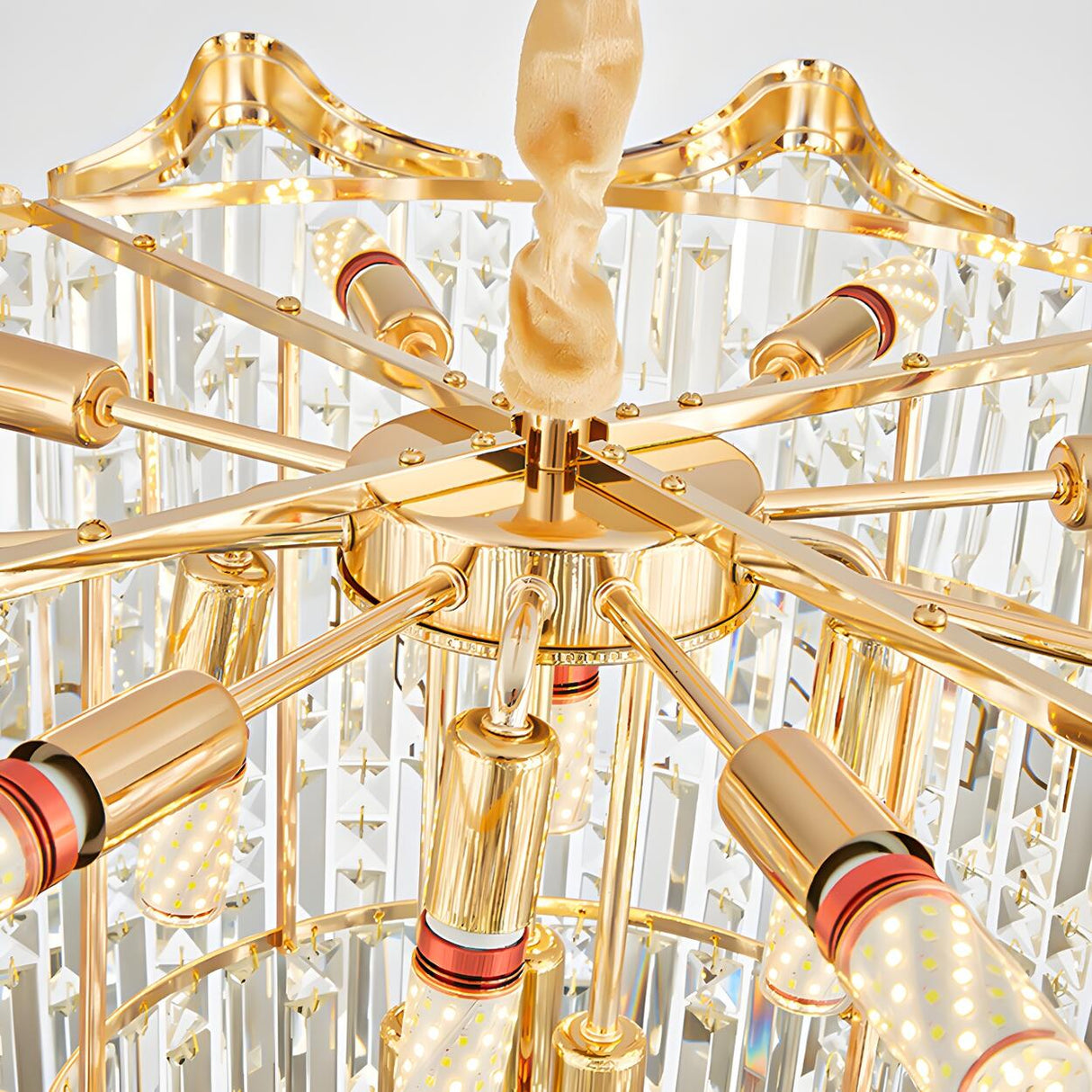 Luxury Gold Tiered Waterfall Crystal Chandelier Image - 9