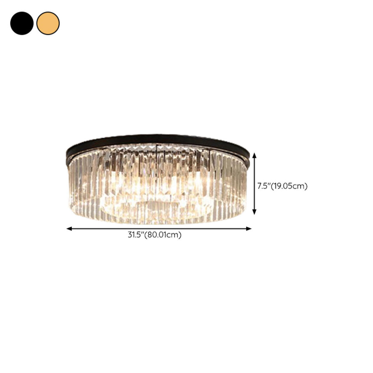 Luxury Gold Two-layer Crystal Strip Flush Mount Light Image - 14