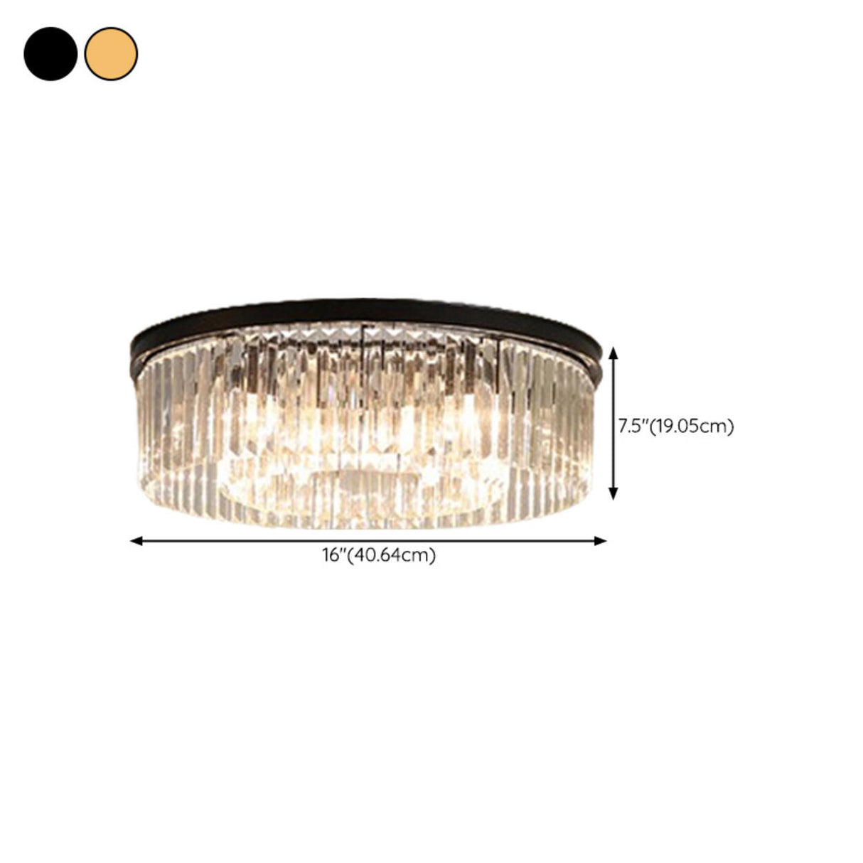 Luxury Gold Two-layer Crystal Strip Flush Mount Light Image - 15