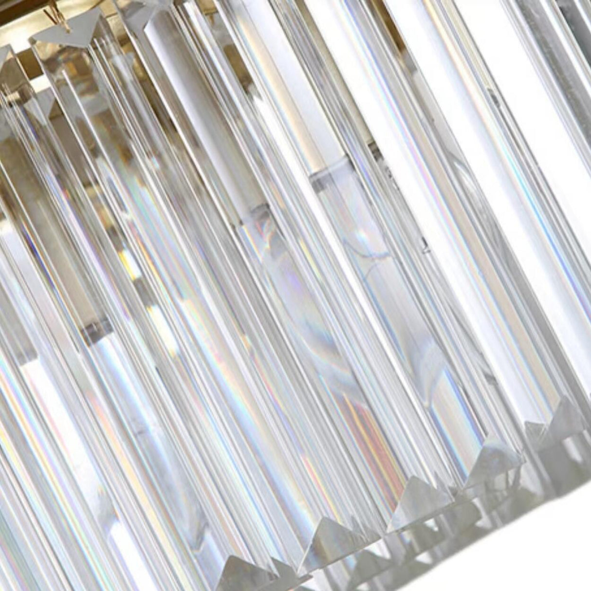 Luxury Gold Two-layer Crystal Strip Flush Mount Light Image - 6