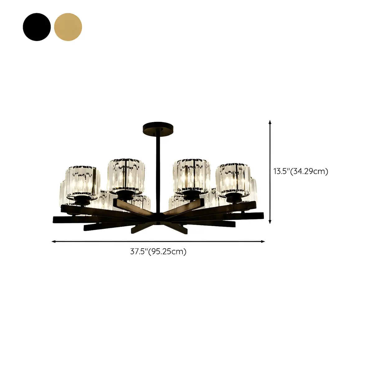 Luxury Golden Cylinder Crystal Semi-Flush Mount Light Image - 28