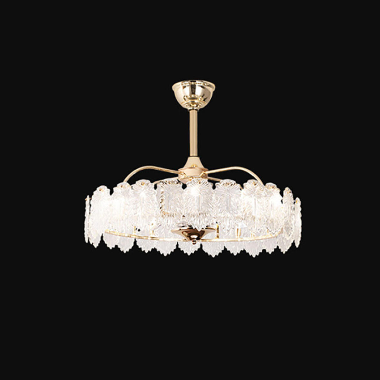 Luxury Leaf Shaped Round Chandelier Ceiling Fan Light Image - 11