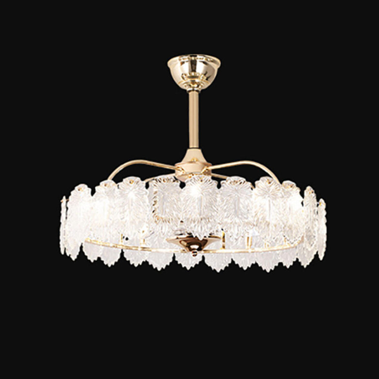 Luxury Leaf Shaped Round Chandelier Ceiling Fan Light Image - 13