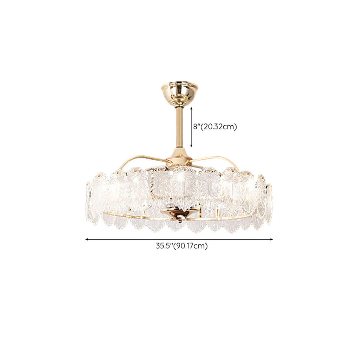 Luxury Leaf Shaped Round Chandelier Ceiling Fan Light Image - 24