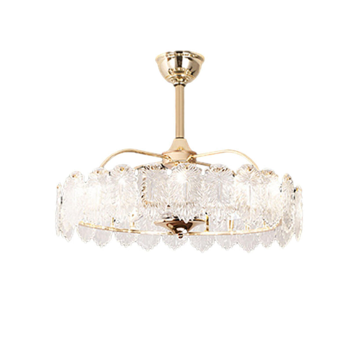 Luxury Leaf Shaped Round Chandelier Ceiling Fan Light Image - 5