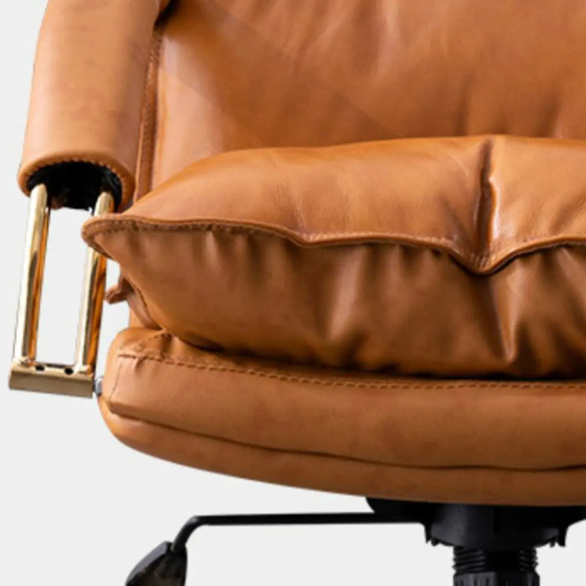 Luxury Leather Ergonomic Swivel Office Chair with Wheels Image - 12