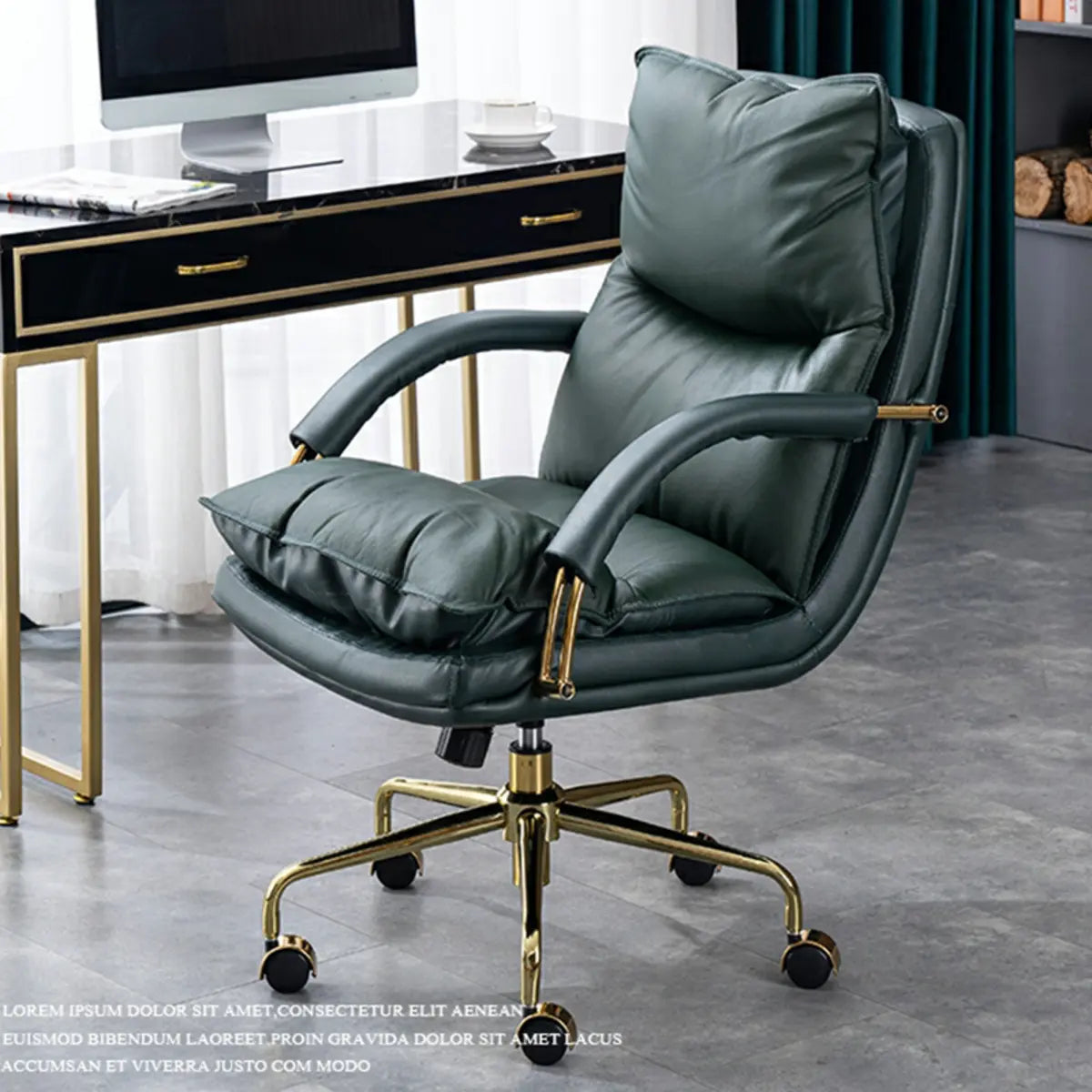 Luxury Leather Ergonomic Swivel Office Chair with Wheels Image - 8