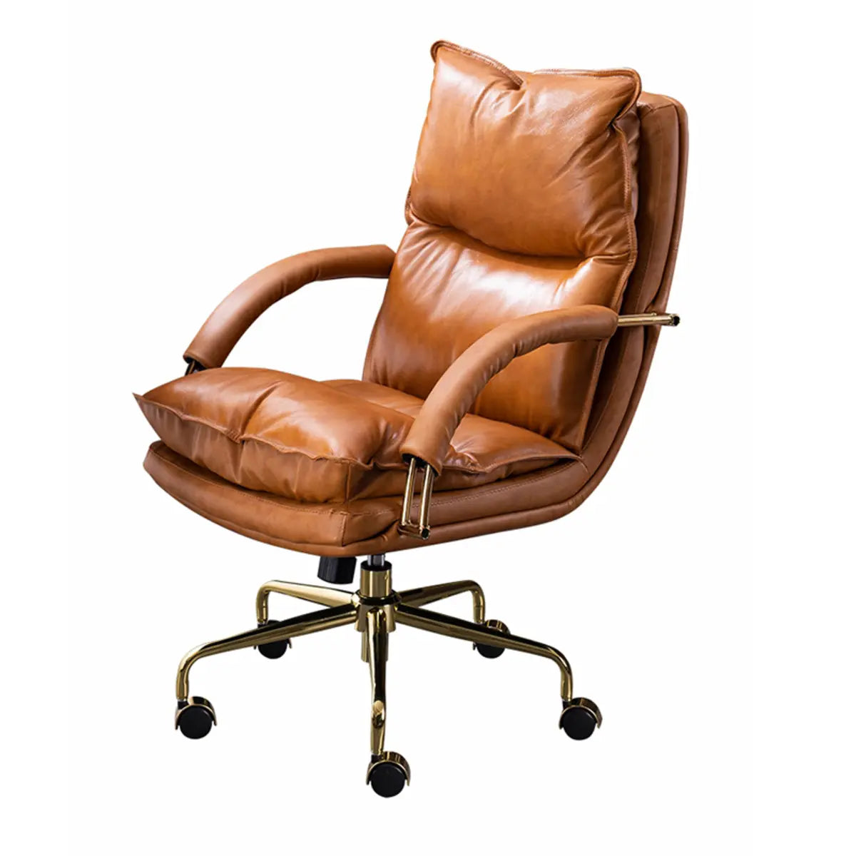 Luxury Leather Ergonomic Swivel Office Chair with Wheels Image - 9