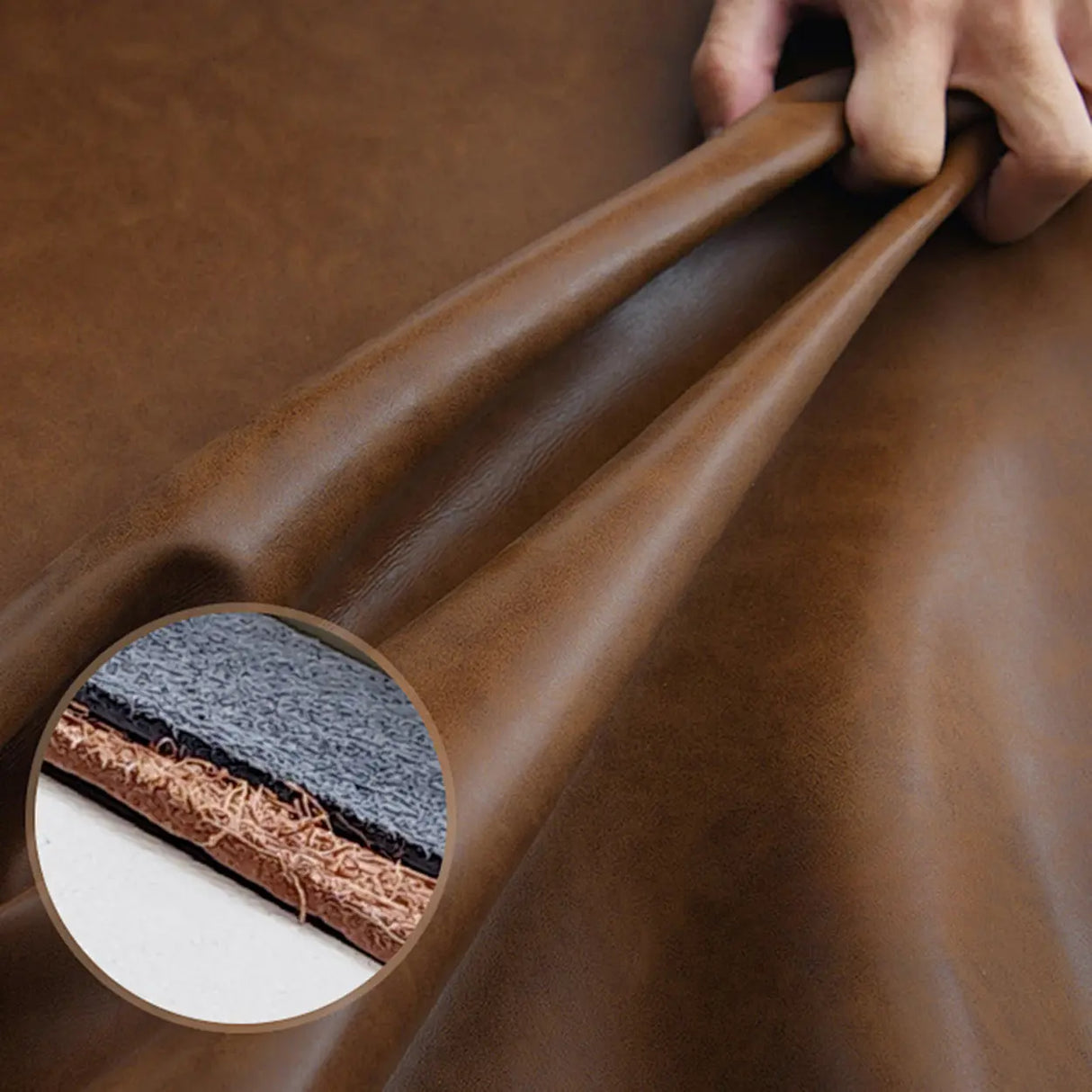 Luxury Leather Loose Back Brown Removable Cushions Accent Chair Image - 10