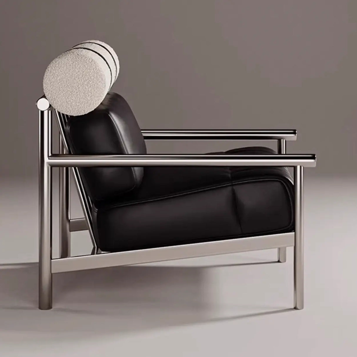 Luxury Leather Upholstery Stainless Steel Frame Accent Chair Image - 2