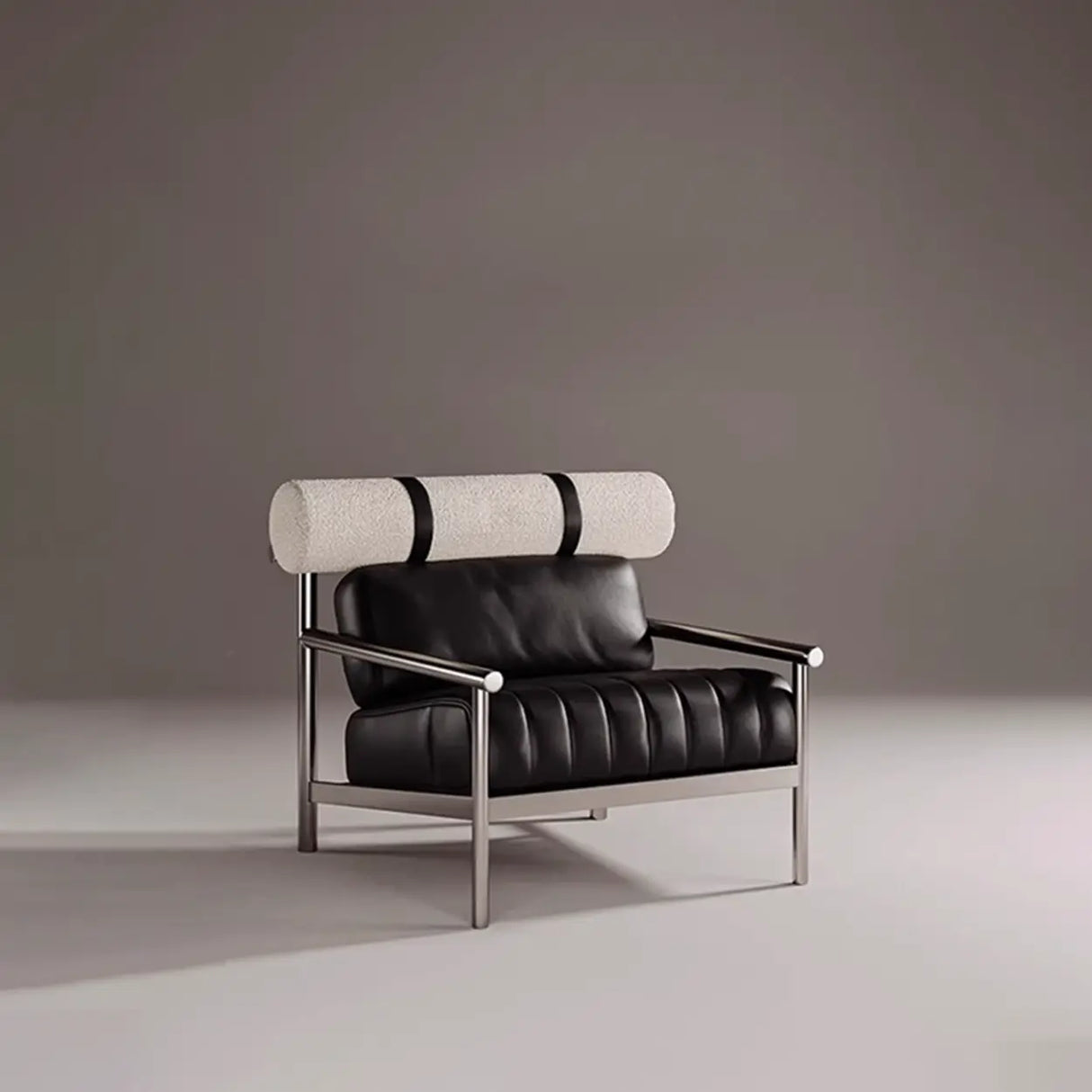 Luxury Leather Upholstery Stainless Steel Frame Accent Chair Image - 3