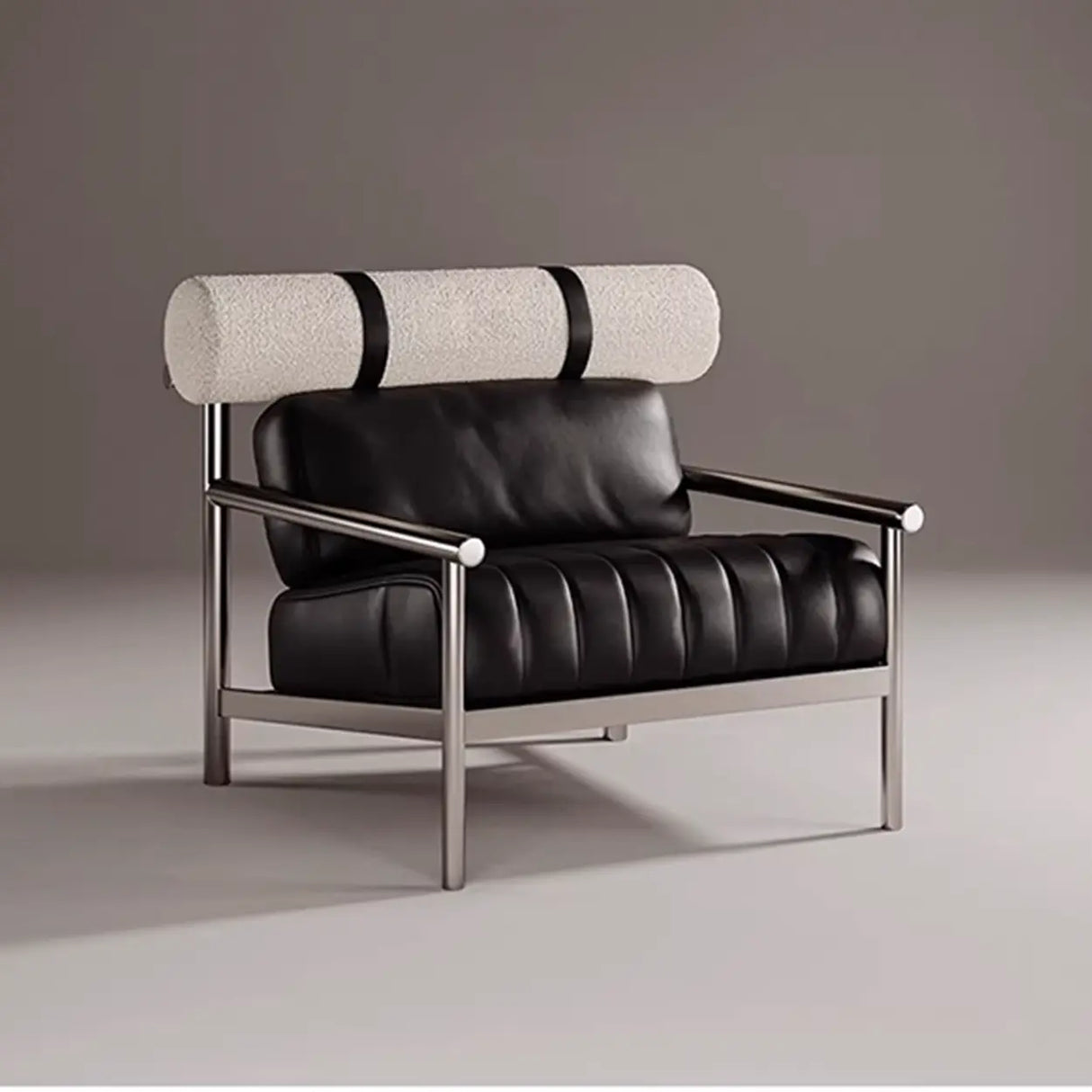 Luxury Leather Upholstery Stainless Steel Frame Accent Chair Image - 4