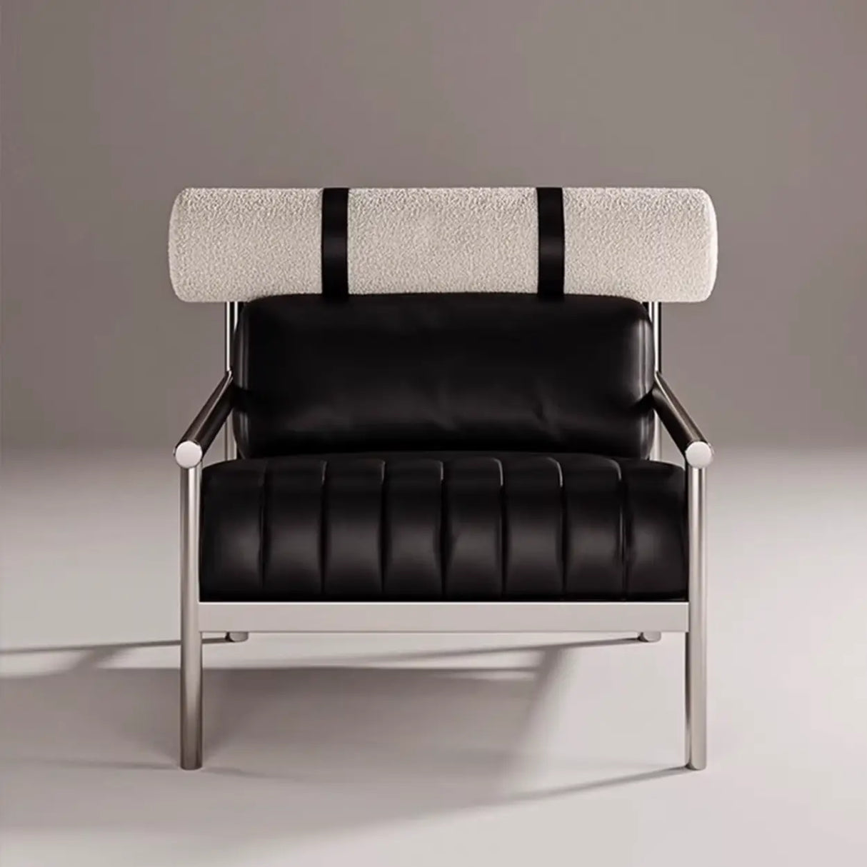 Luxury Leather Upholstery Stainless Steel Frame Accent Chair Image - 5