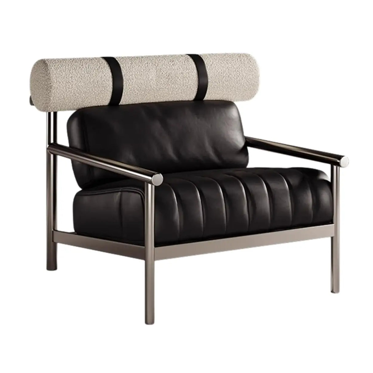 Luxury Leather Upholstery Stainless Steel Frame Accent Chair Image - 6