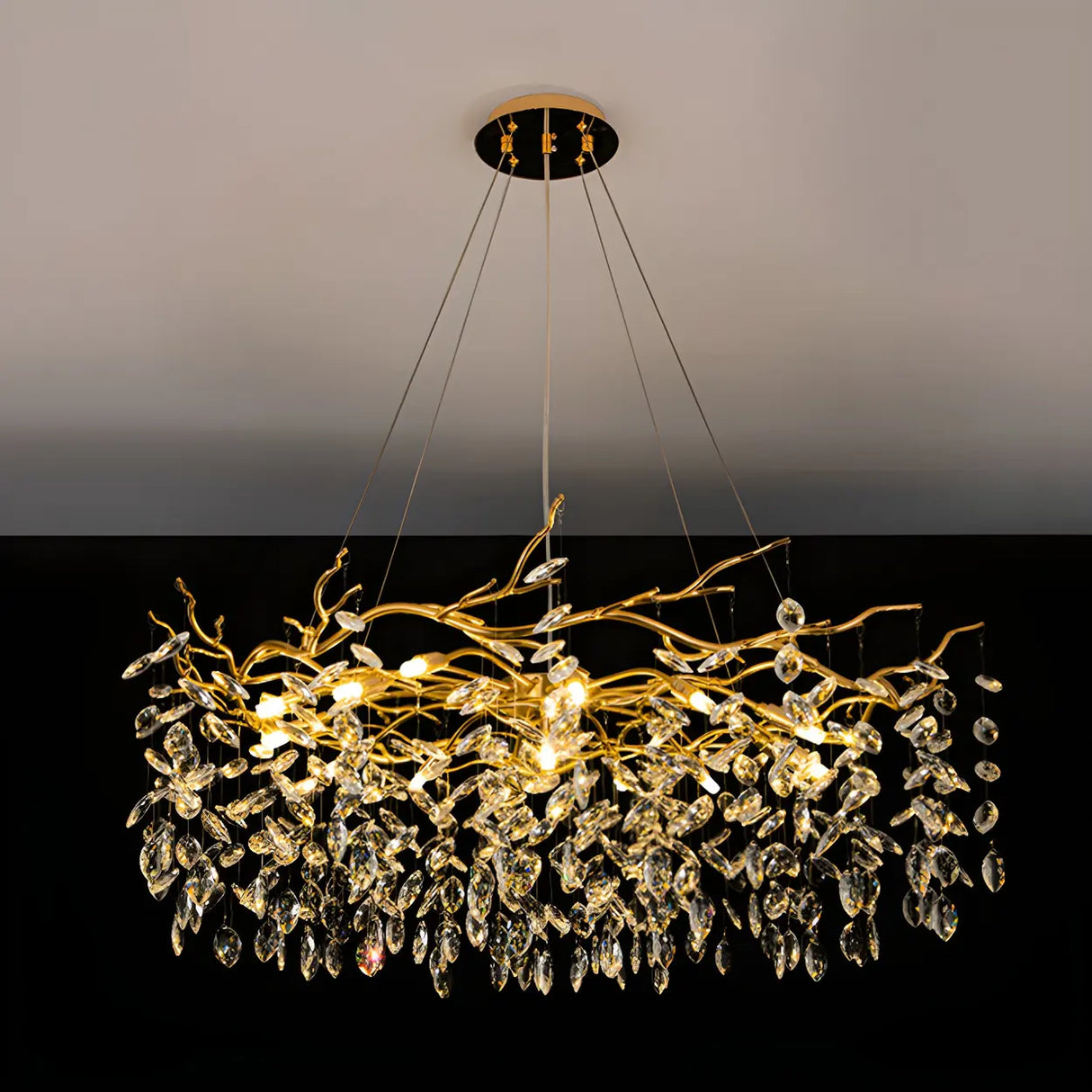 Luxury Living Room Gold Tree Branch Crystal Chandelier Image - 7