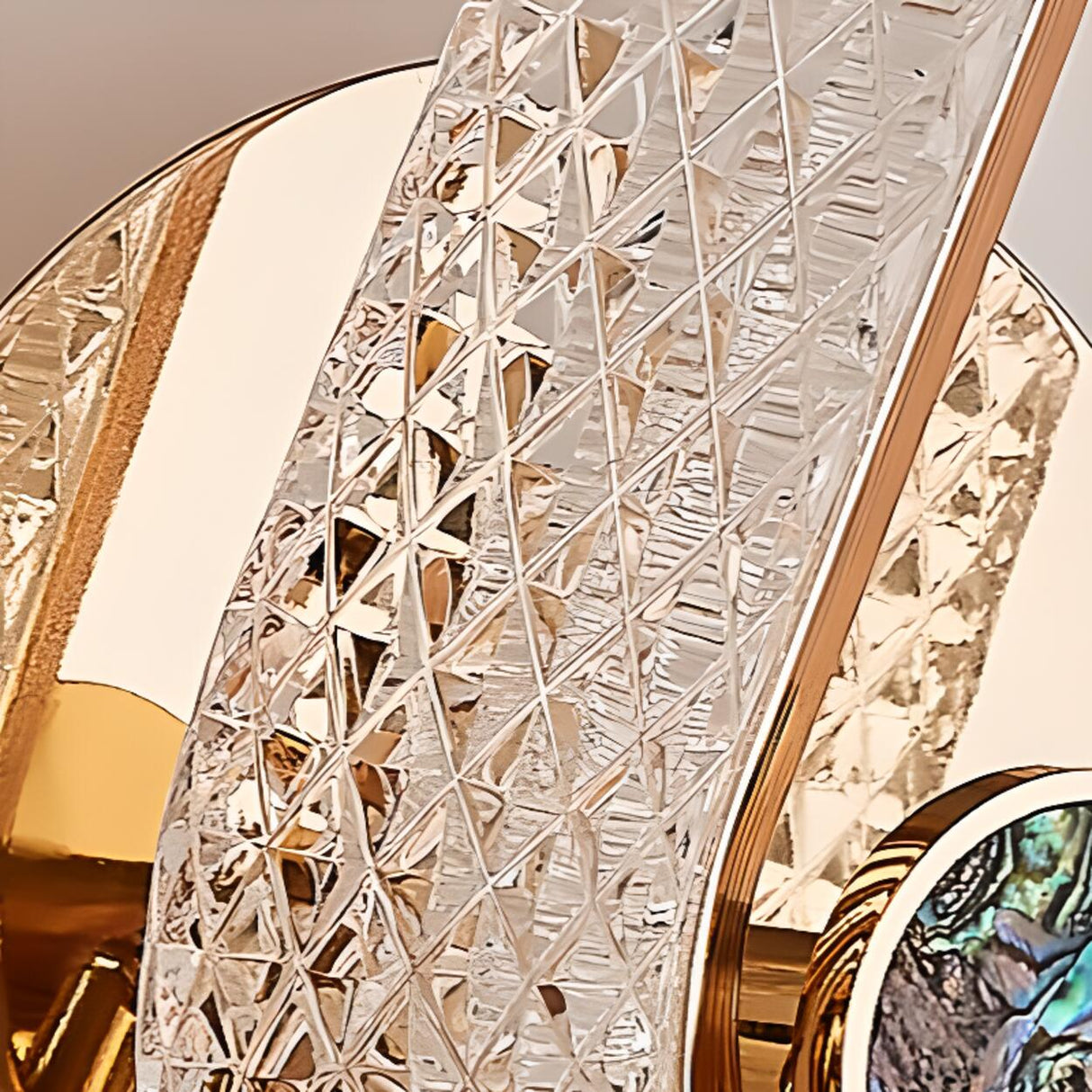 Luxury Modern Crystal Golden Oval Wall Sconce Image - 10