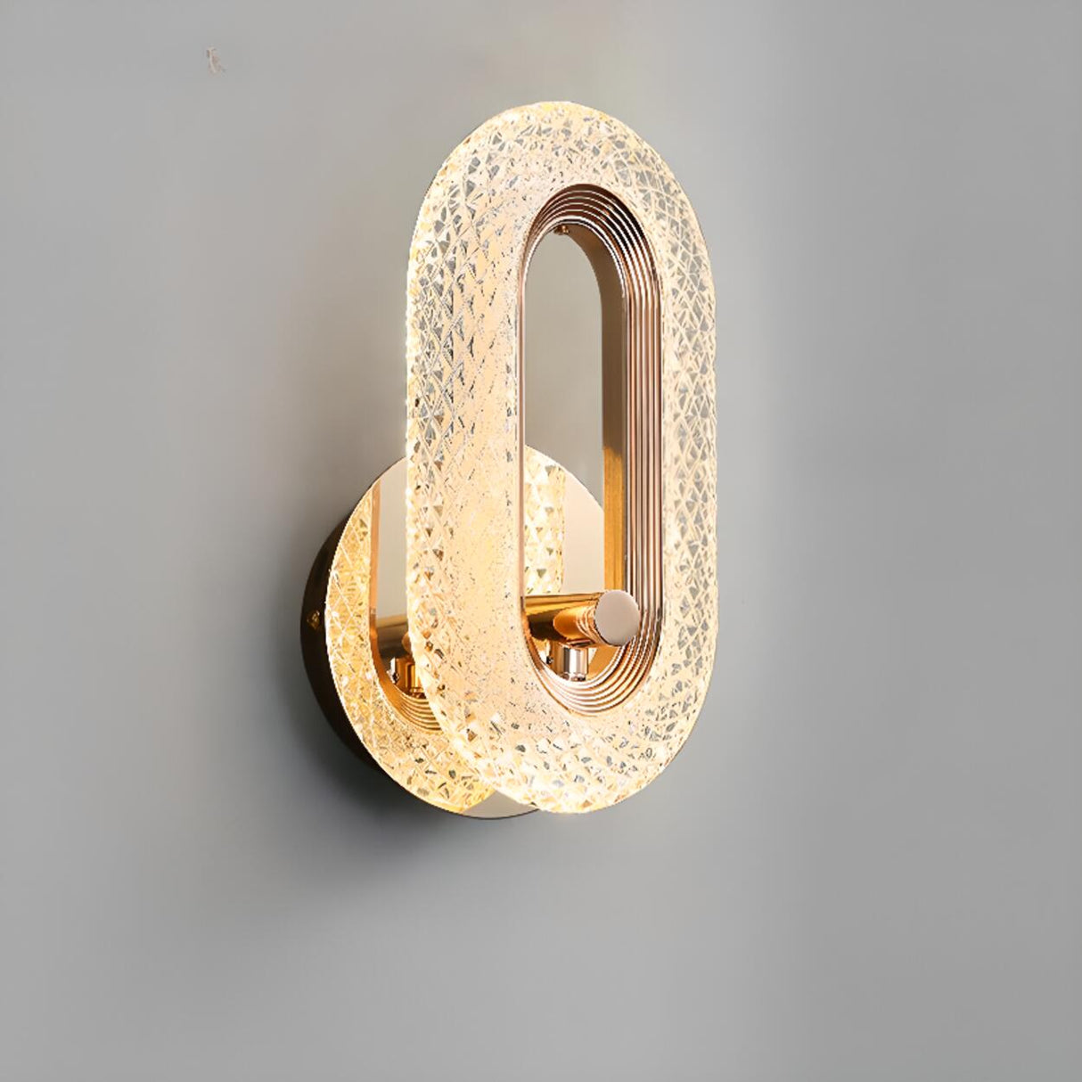 Luxury Modern Crystal Golden Oval Wall Sconce Image - 7