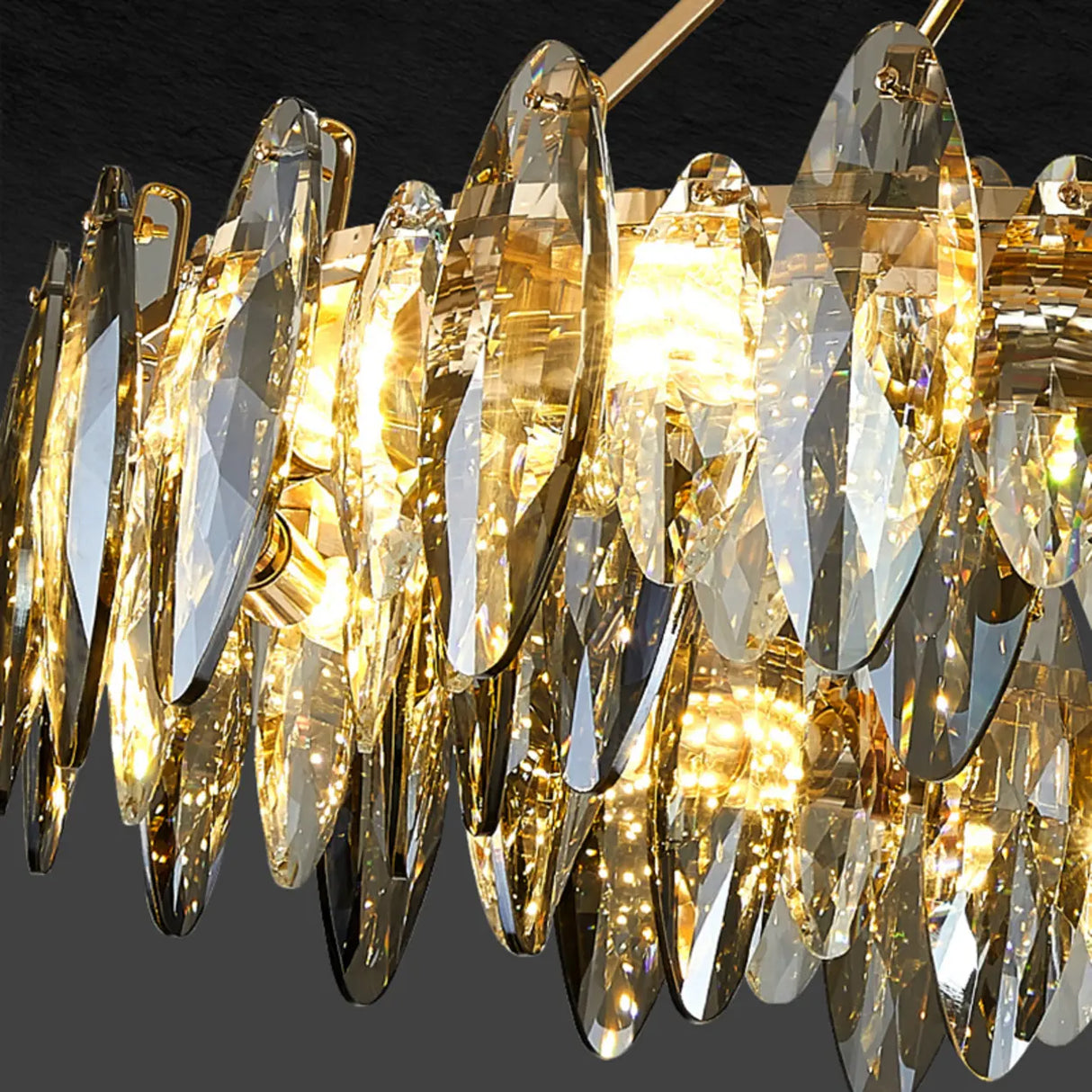 Luxury Modern Crystal Oval Round Living Room Chandelier Image - 9